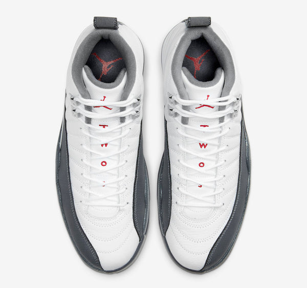 white and gray jordan 12s