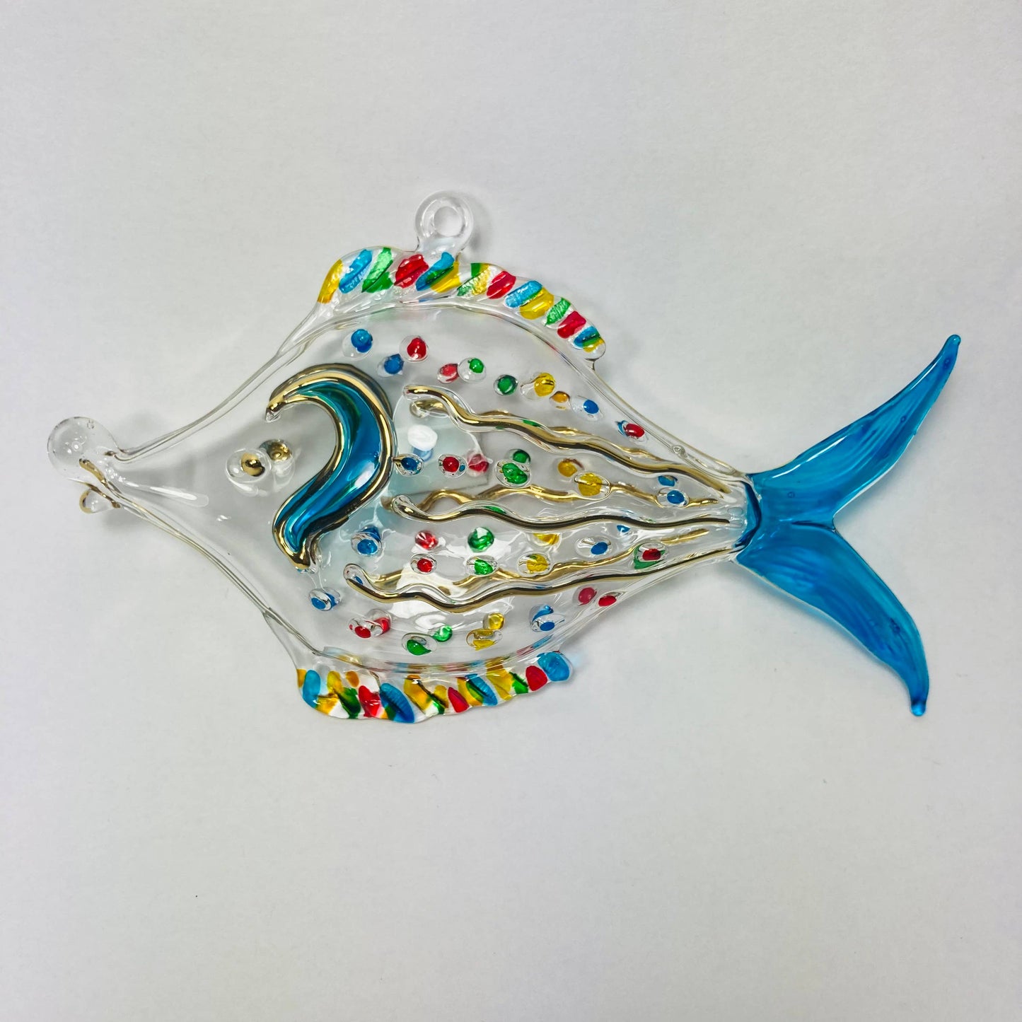 Blown Glass Ornament - Dotted Fish Multicolor