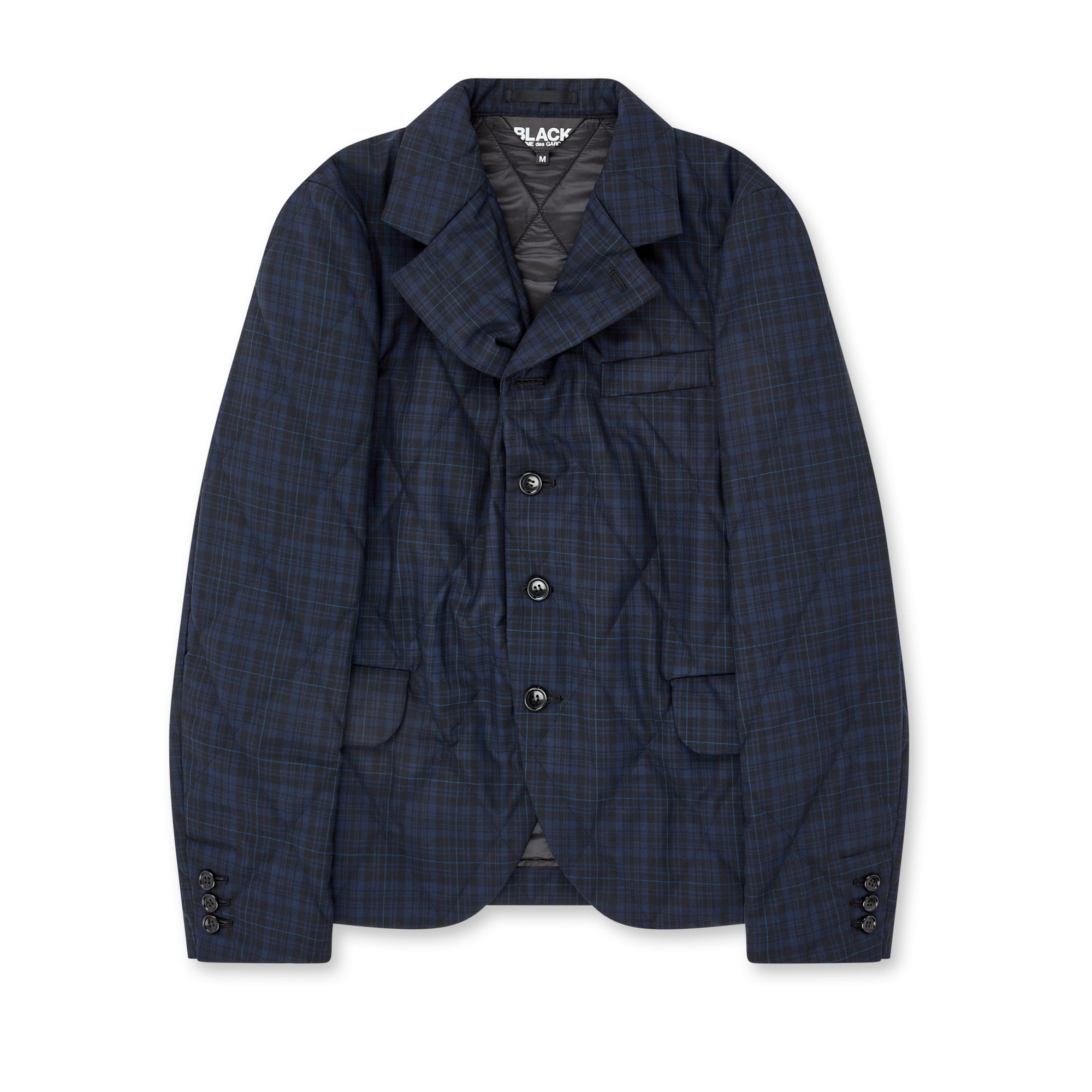 BLACK Comme des Garçons - Quilted Check Tailored Jacket - (Navy