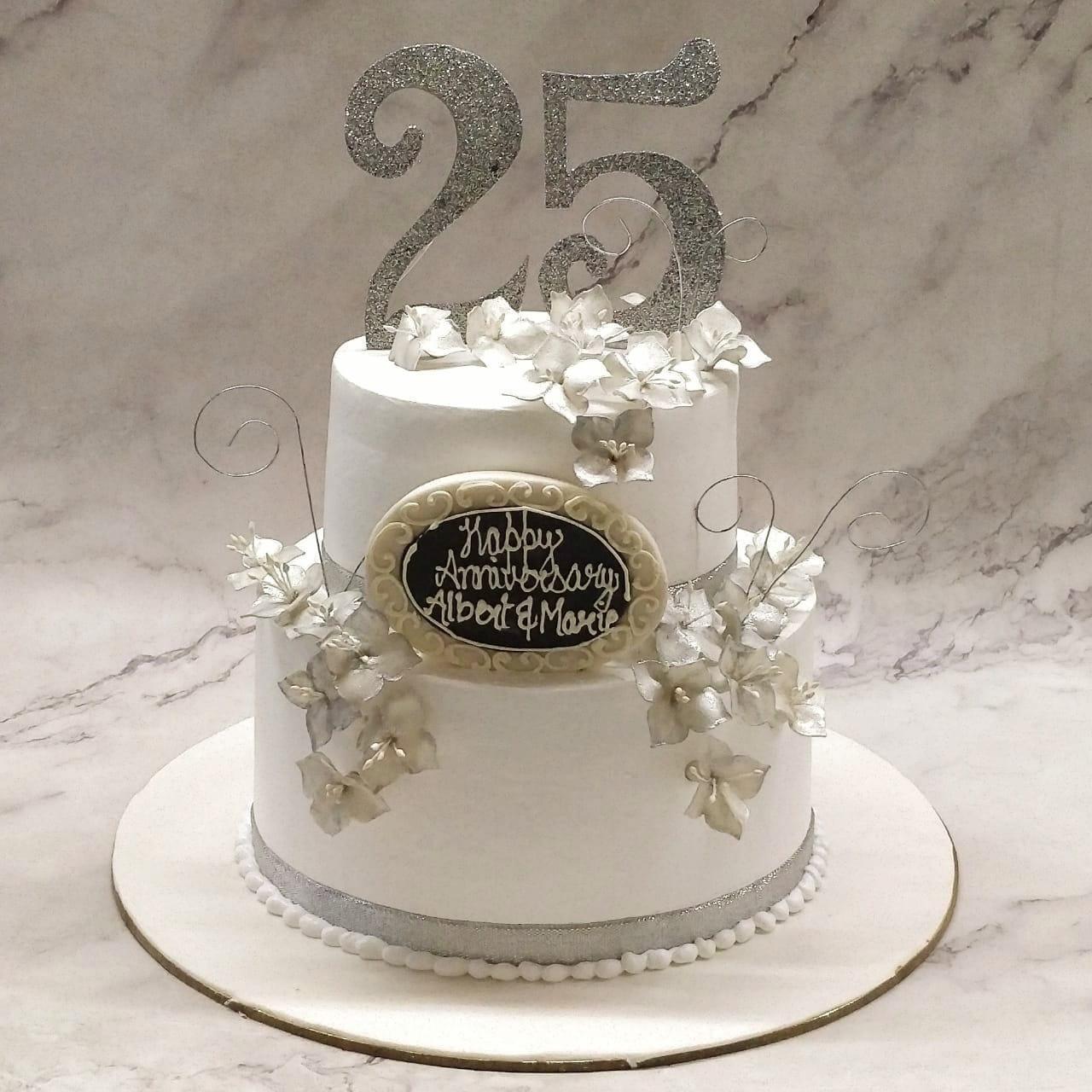 25th Anniversary Silver cake | Special Occasion Kukkr Cakes