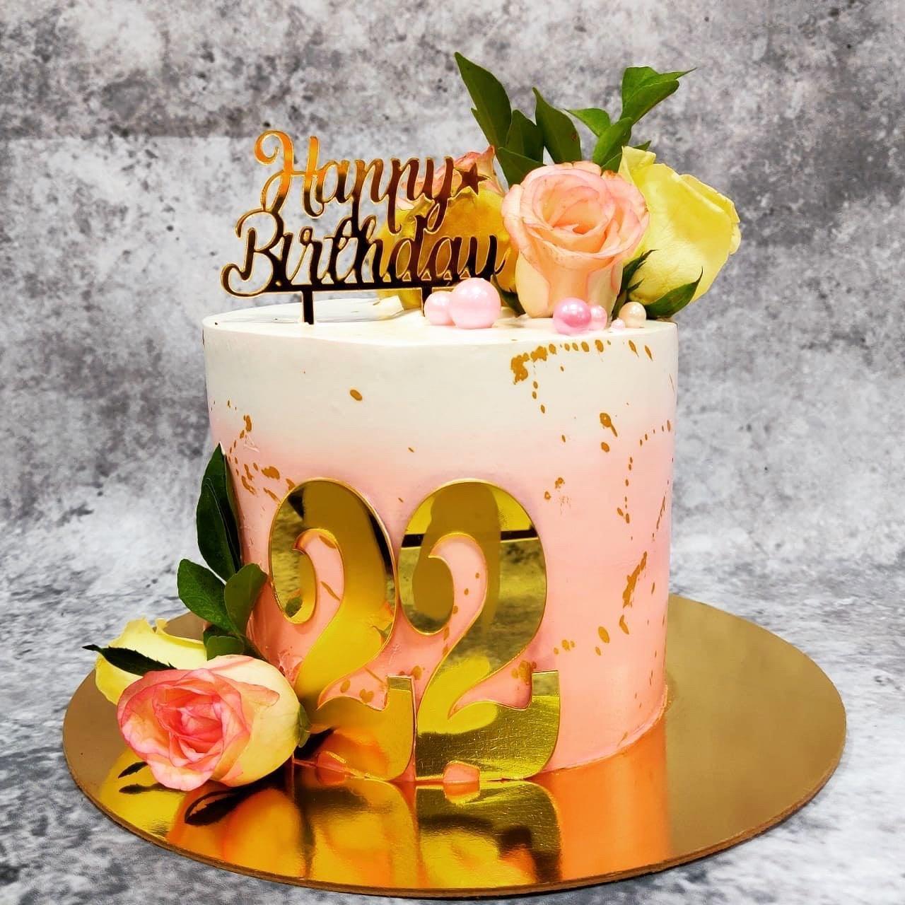 Blush Floral Cake | Best Birthday Cake for Wife- Kukkr Cakes