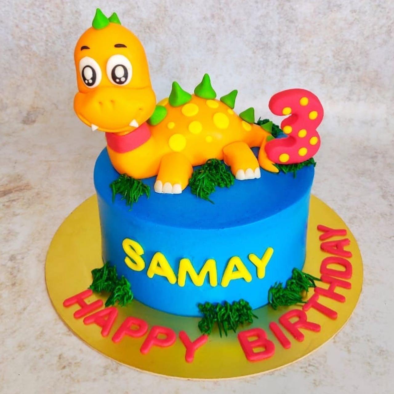 Cute Dino cake | Order Kids Birthday Cakes Online by Kukkr Home Bakers