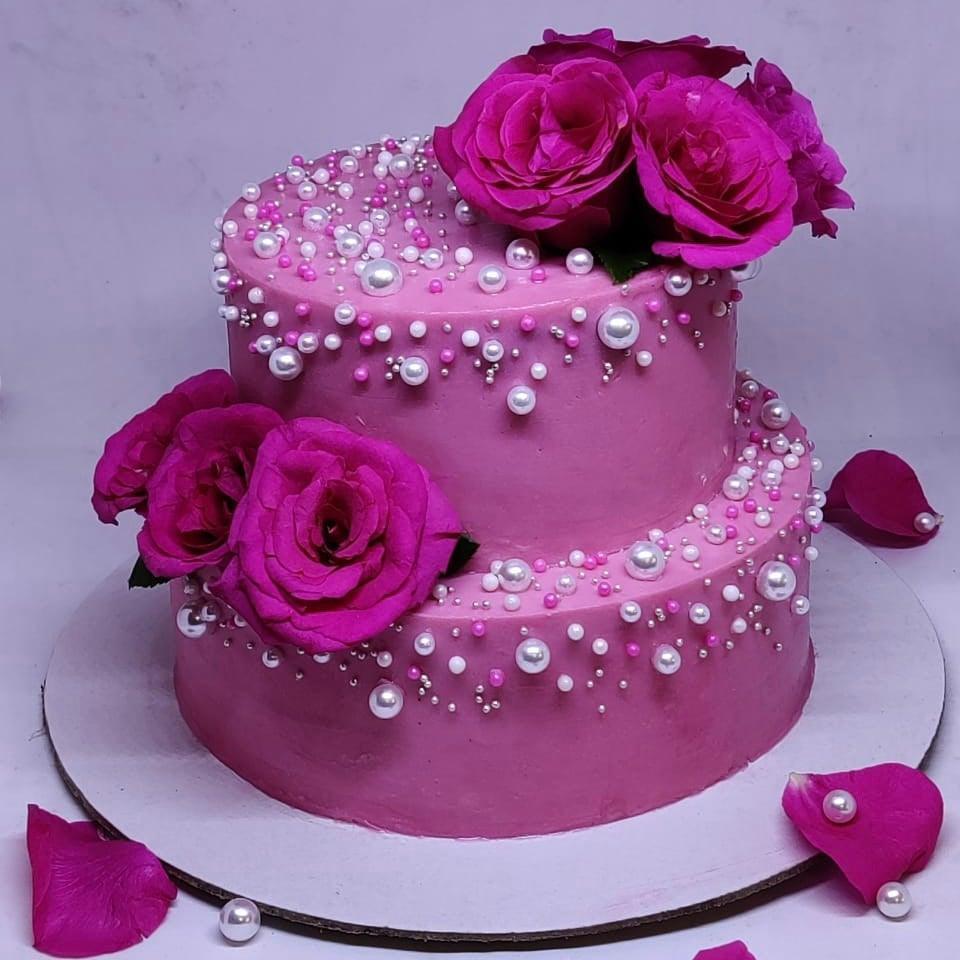 Fuchsia Pink Anniversary Cake | Order Romantic Anniversary Cakes ...