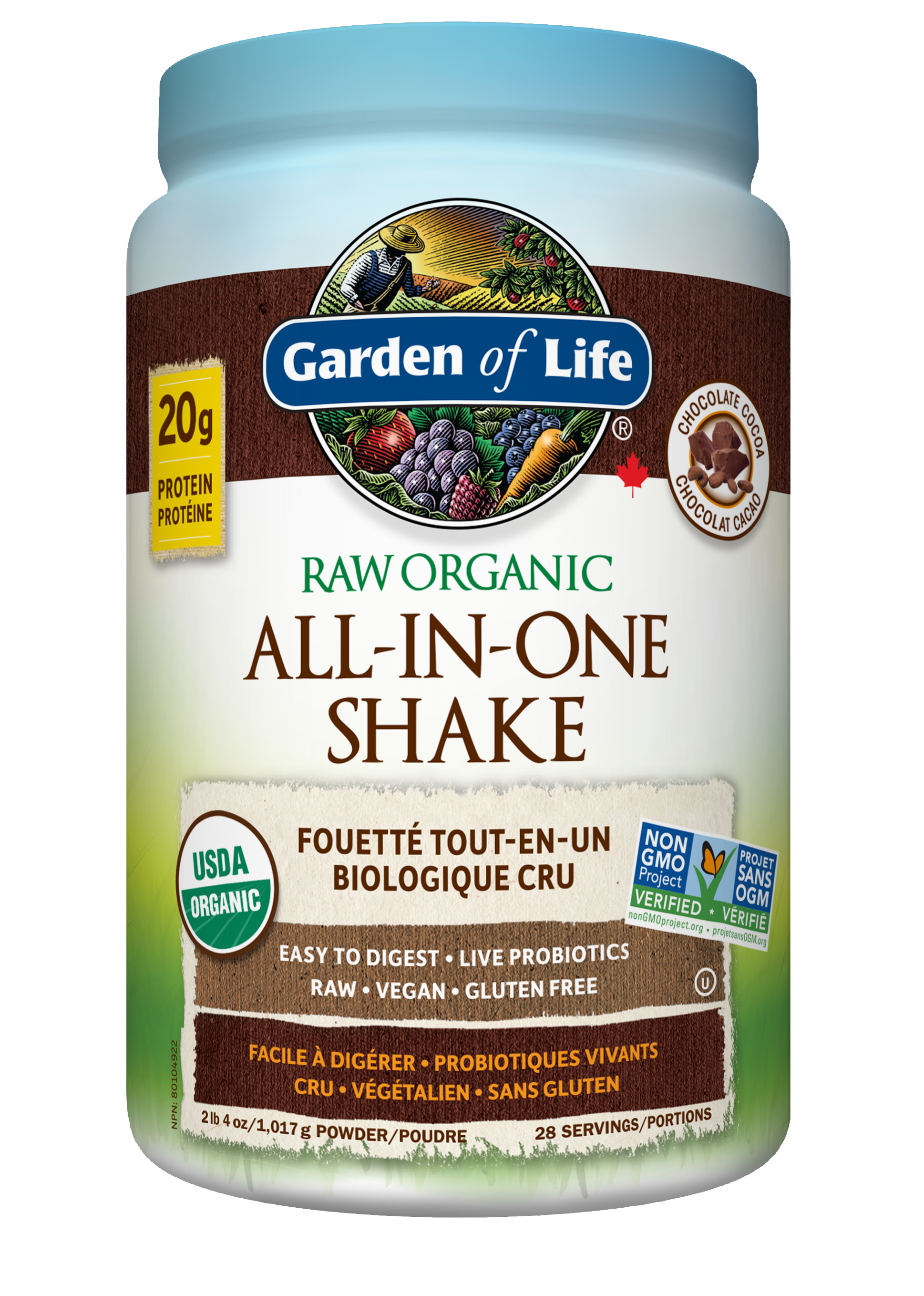 Raw Organic All In One Nutritional Shake Chocolate Cacao Garden Of Life Canada