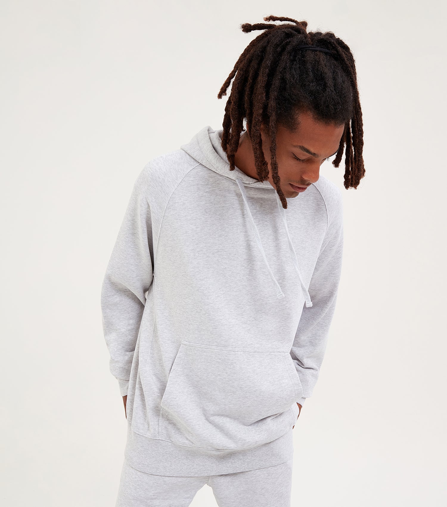 NICCE Mens Essentials Hood Cuffed Jogger Set | Heather Grey Marl