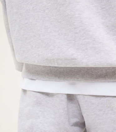 NICCE Mens Essentials Hood Cuffed Jogger Set | Heather Grey Marl