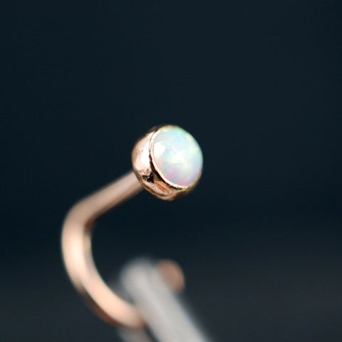rose gold and opal handcrafted nose stud