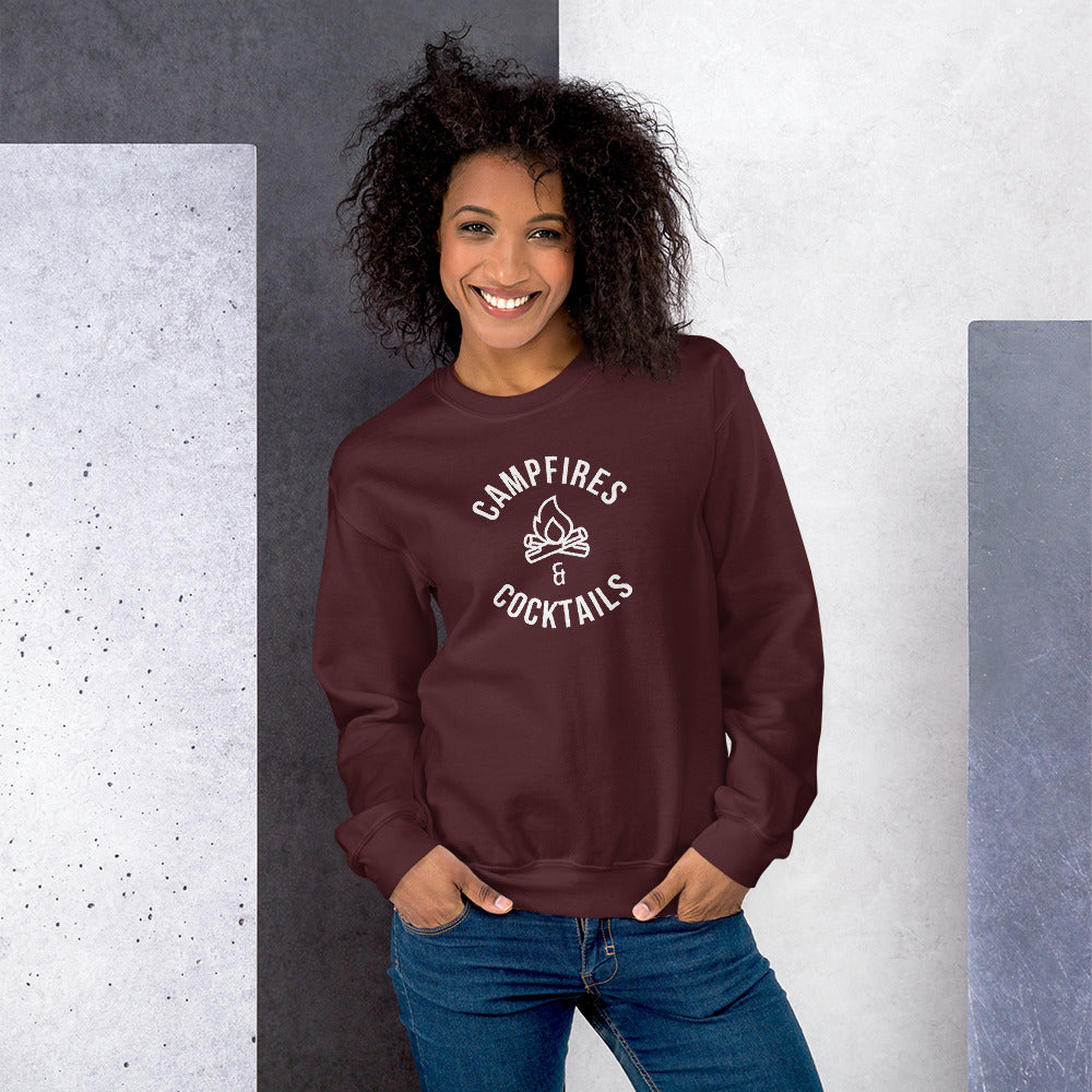 campfires and cocktails sweatshirt