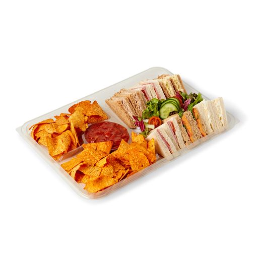 5 Large ‘Glass Effect’ Dips Trays with lids for Party Food and Dips (450mm x 310mm)