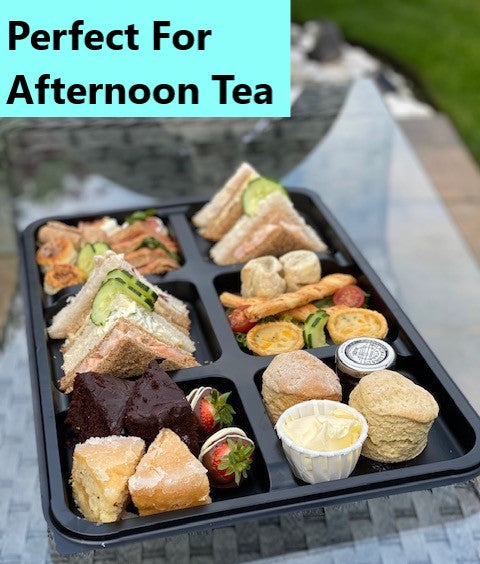 5 Large, 6 Cavity Platters & Clear Lids- Great For Cream Teas