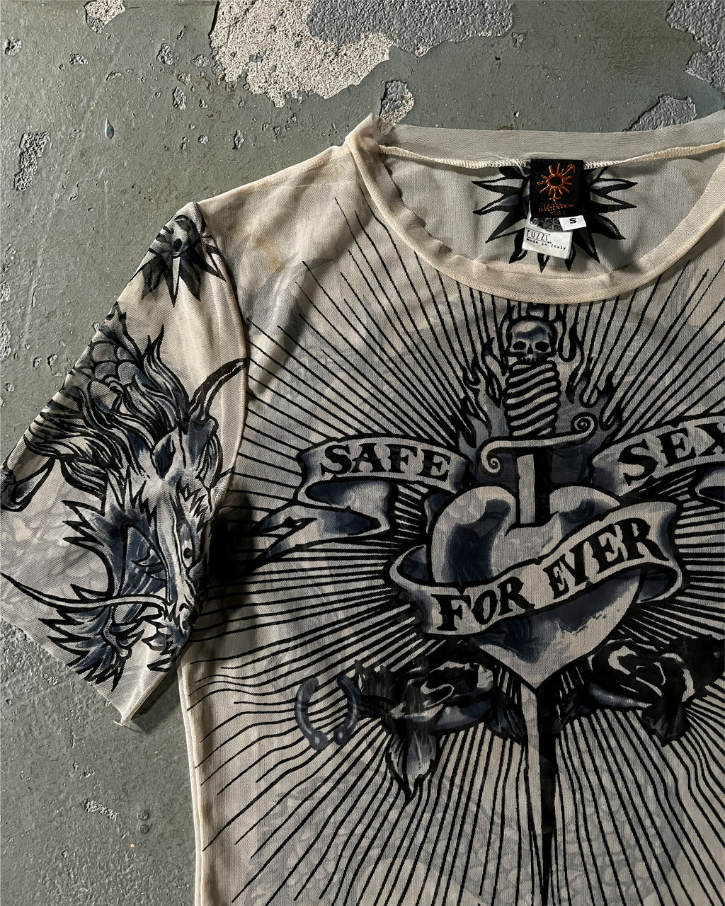 Jean Paul Gaultier Safe Sex Forever Mesh Tattoo T-Shirt - SS96