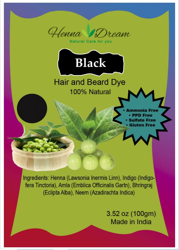 Herbal Black Hair Dye Powder : Herbal Black Dye - Amruth Ayurveda Products
