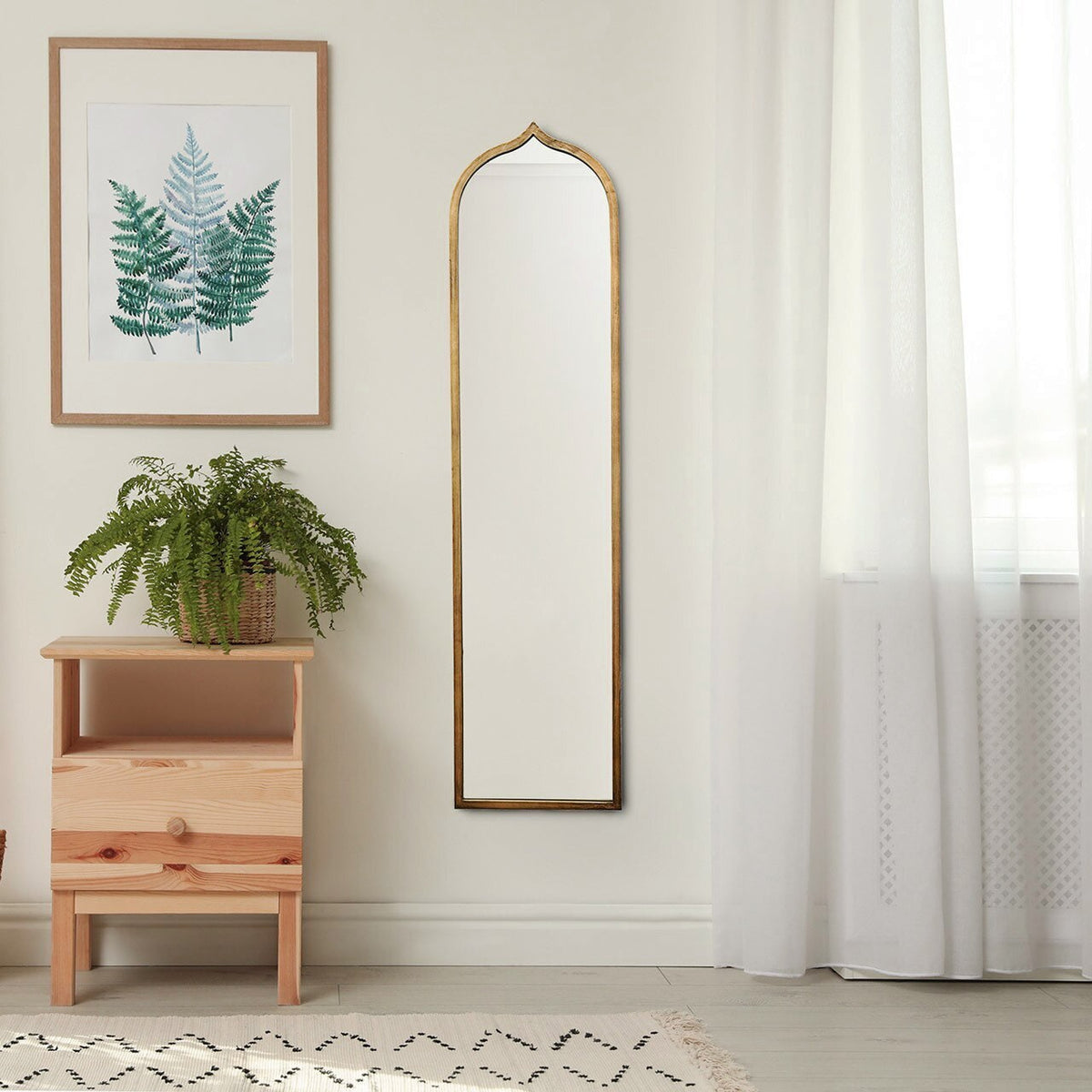 Jewel Arched Black & Gold Wall Mirror 47 Inch West Mirrors
