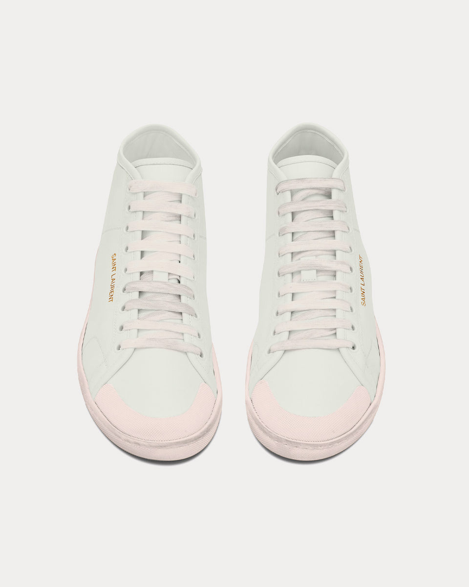 Saint Laurent SL/39 Court Classic Grained Leather White / Pink Mid Top  Sneakers