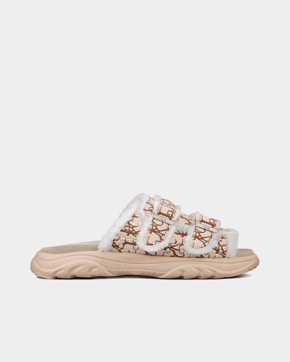 Dior x Travis Scott H-Town 'Cactus Jack' Cream Oblique Jacquard and White  Shearling Sandal