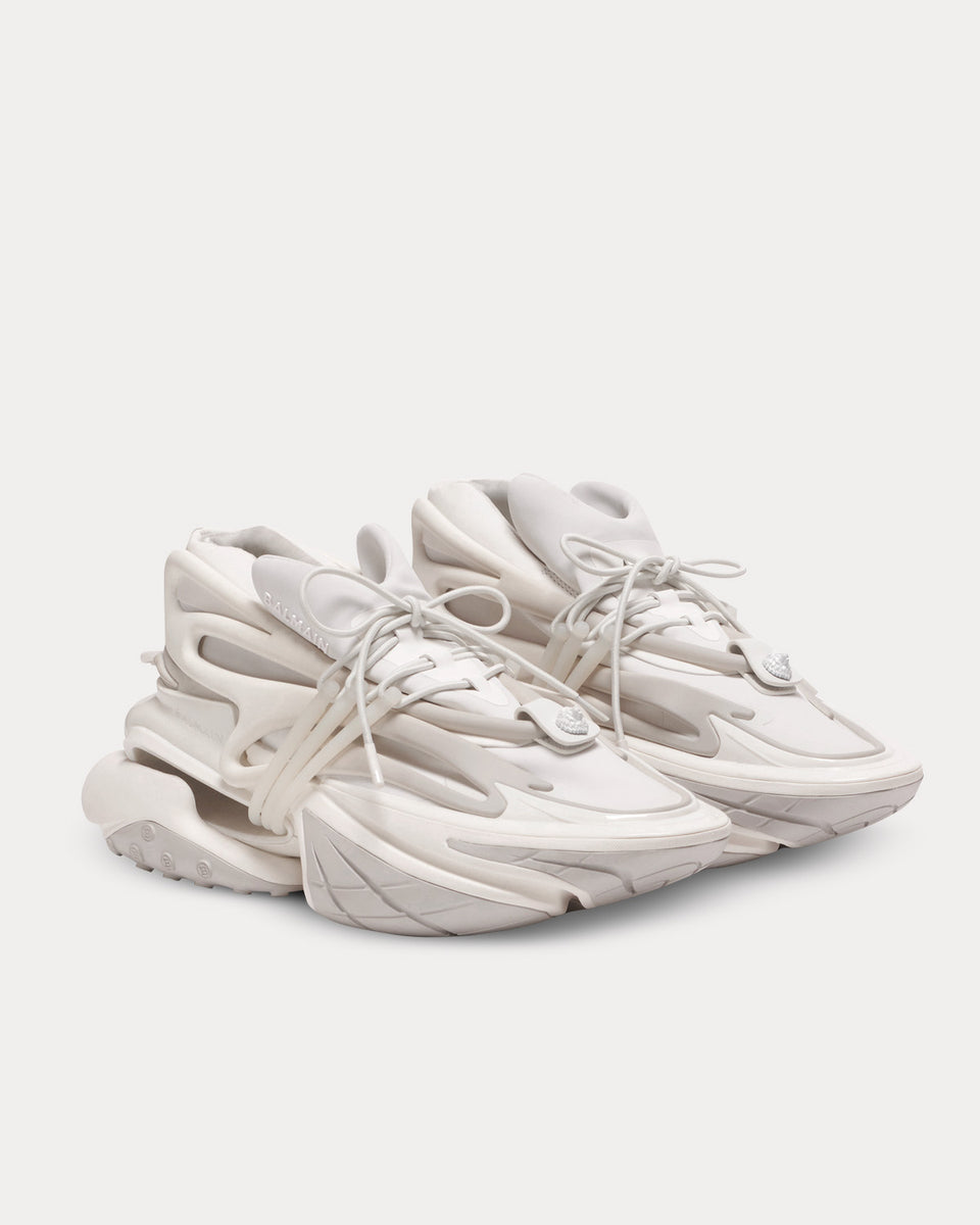 Balmain Unicorn Neoprene & Calfskin White Low Top Sneakers - Sneak in Peace