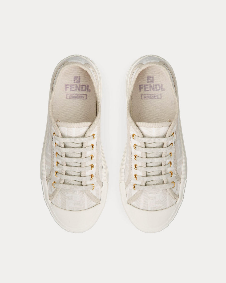 Fendi Domino FF Fabric White Low Top Sneakers