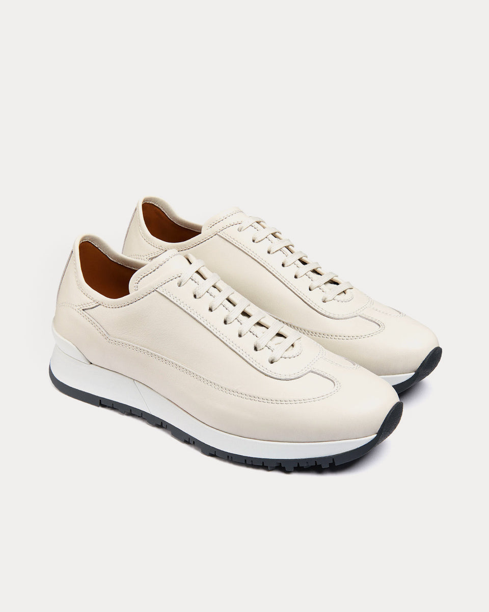 John Lobb Foundry II Natural Calf Leather Off-White Low Top