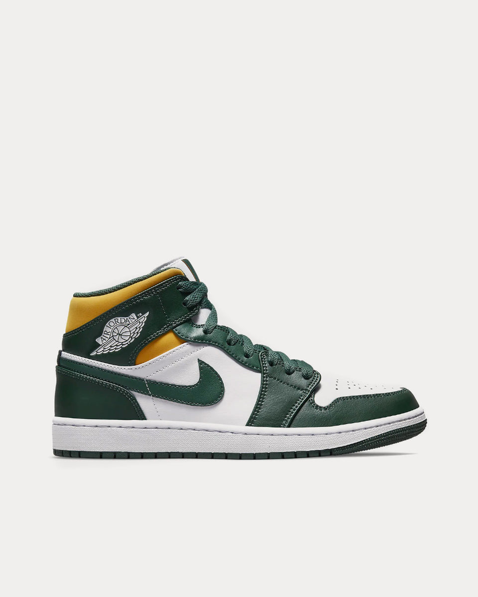 Jordan Air Jordan 1 Mid 'Sonics' Noble / White / Pollen High Top Sneakers - Sneak in Peace