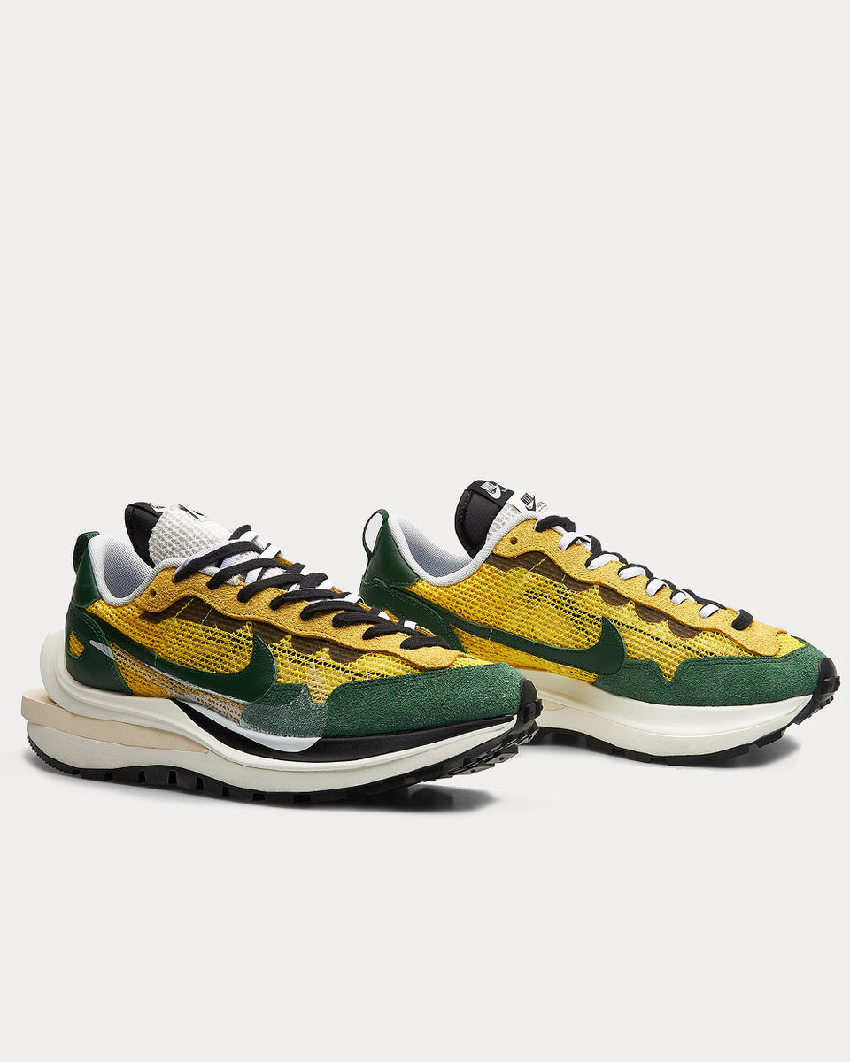 Nike x sacai VaporWaffle Tour Yellow & Gorge Green-Sail Low Top Sneakers