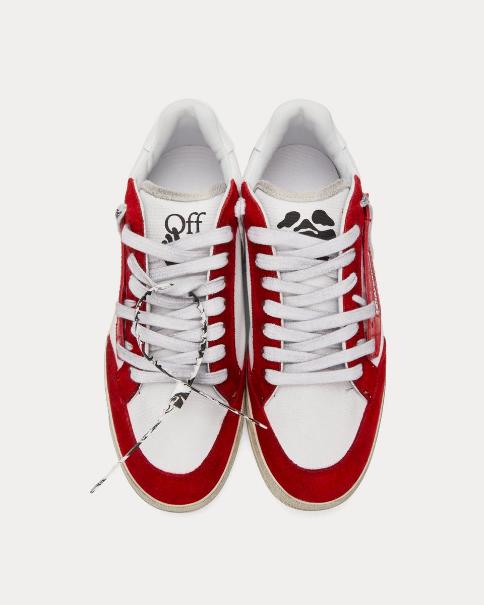 Off-White 5.0 Vulcanized White / Red Low Top Sneak in Peace