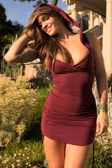 Quiet Storm Hooded Dress - Red Flower of Life Print
