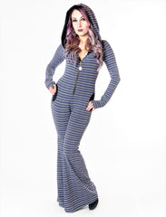 Aiwa Hooded Jumpsuit Onesie - Blue Zigzag