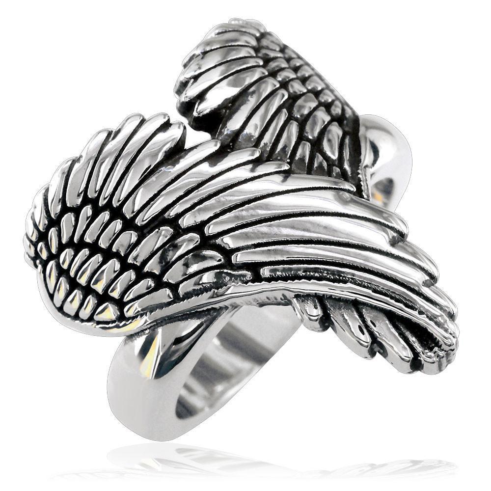 Specialiseren Zuigeling snor Large Angel Heart Wings Ring with Black, Wings Of Love, 22mm in Sterli –  Sziro Jewelry