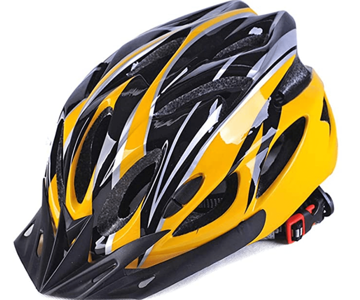 yellow bicycle helmet