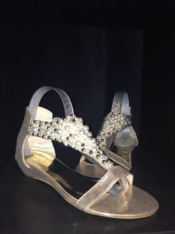 GSS1105 Beaded Toe Post Mini Wedge Sandals