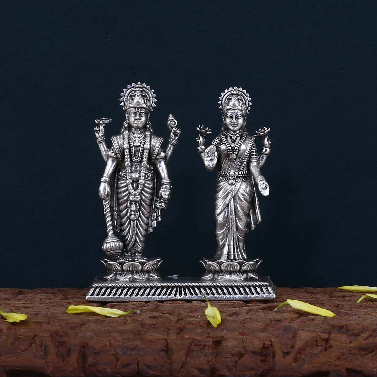 Buy Lakshmi Narayan Standing Solid 3D Idol | 925 Pure Silver God ...