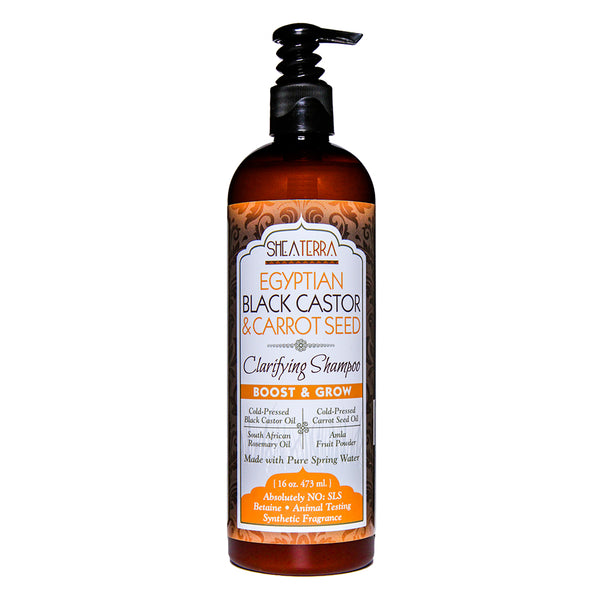 Shea Terra 100% Natural Egyptian Black Castor & Carrot Seed Shampoo (For Hair Growth) 473ml