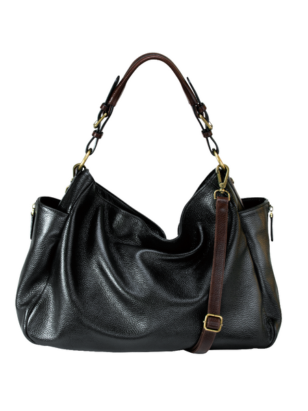 black soft leather shoulder bag