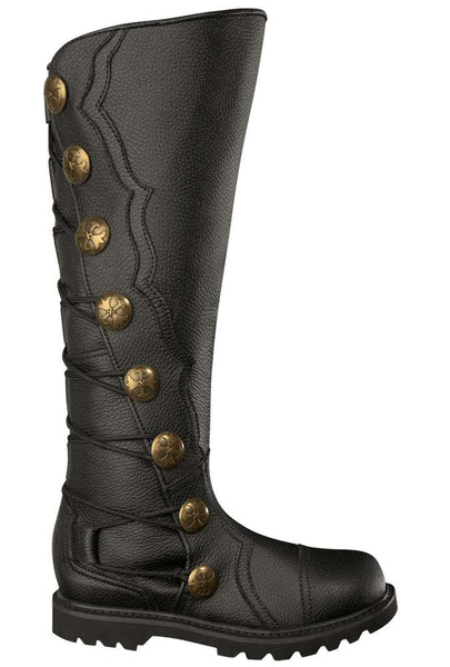 Mens Black Leather Knee High Renaissance Boots 9912 Bk House Of Andar 