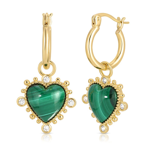 Heavenly Heart Earring - Malachite