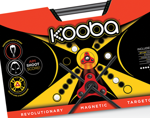 Close view of the KOOBA game packaging from the front. 