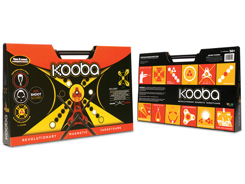 Front and rear image of the KOOBA game packaging. 