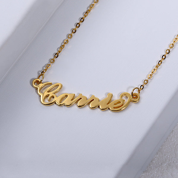 Personalized Carrie Name Necklace Solid Gold 10K/14k/18K – Ria 