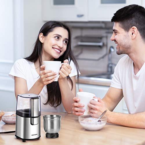 REDMOND Coffee Grinder Electric Coffee Bean and Spice Grinder with 2.8 OZ//80 G Removable Stainless Steel Bowl For 12 Cups Of Coffee 160W