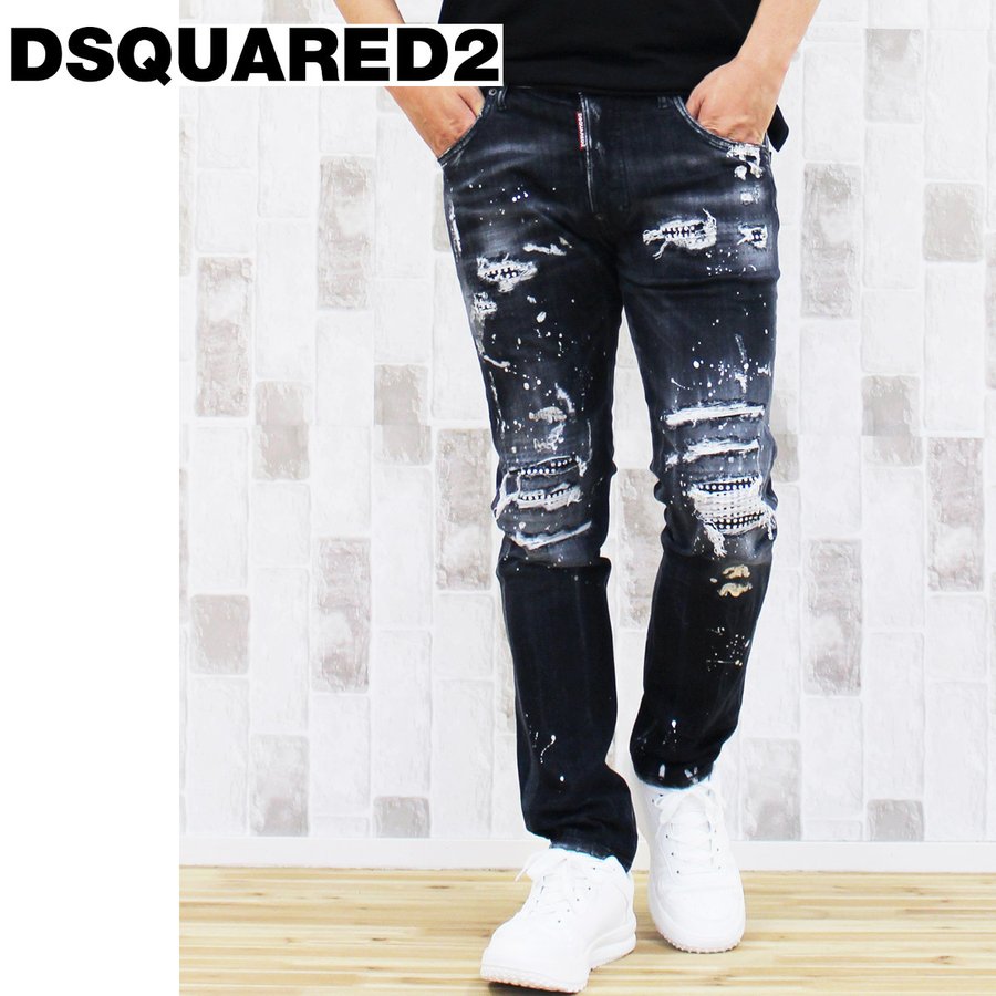 Dsquared2ストレッチデニムジーンズ ディースクエアードダメージペンキ