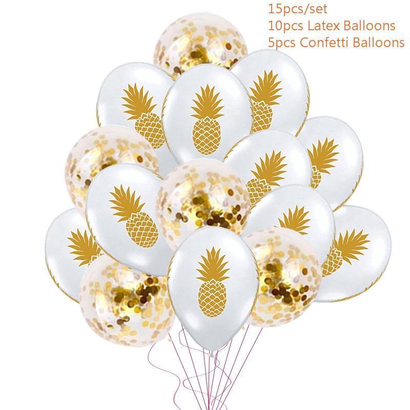 PINEAPPLE LATEX & CONFETTI BALLOON SET - KidzillaFun.shop