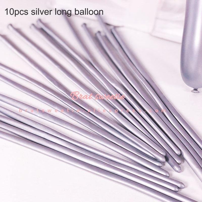 Long Silver Decorating Party Balloons - KidzillaFun.shop