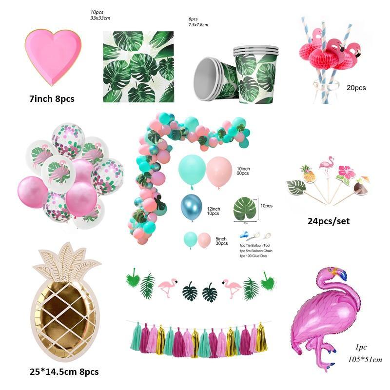 FLAMINGO PARTY TABLEWARE & DECORATION BUNDL DELUXE - KidzillaFun.shop