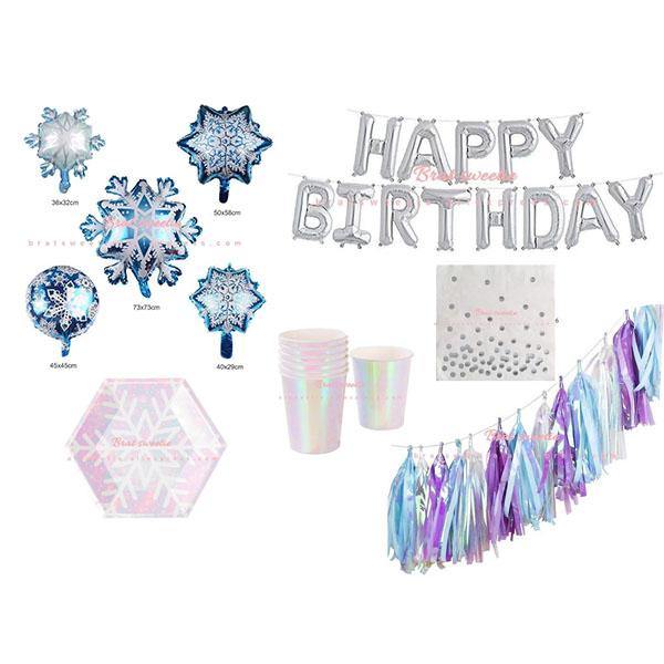 FROZEN PARTY TABLEWARE & DECORATION BUNDLE (basic) - KidzillaFun.shop