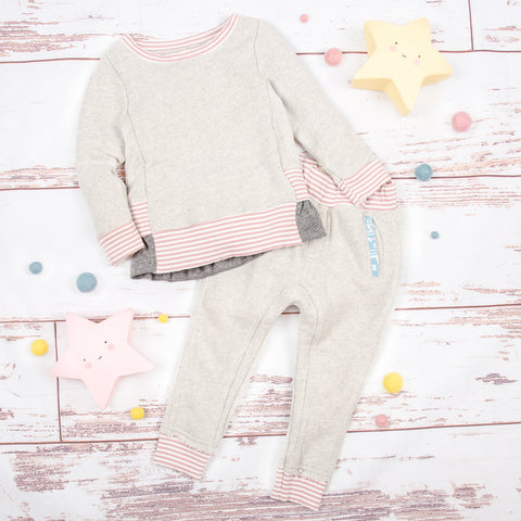 Girls Pullover Pink Stripe and matching Jogger Pants