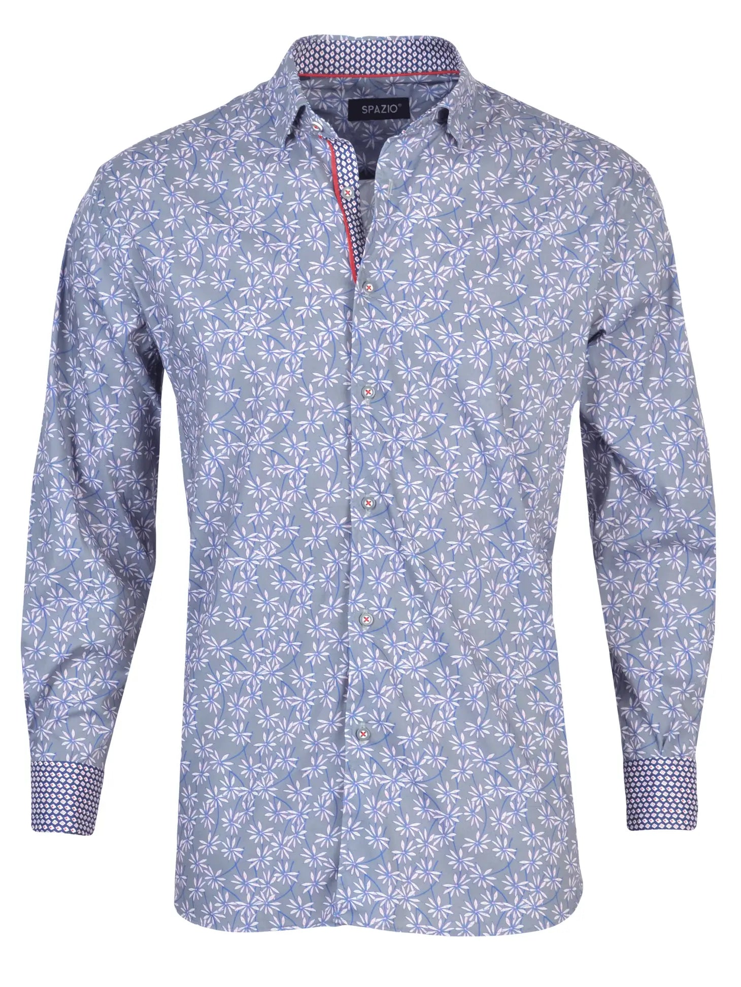 Merchandiser Vervolg maïs Spazio Grey With Pink Floral Print Long Sleeve Button Up Shirt –  Taelor.Style