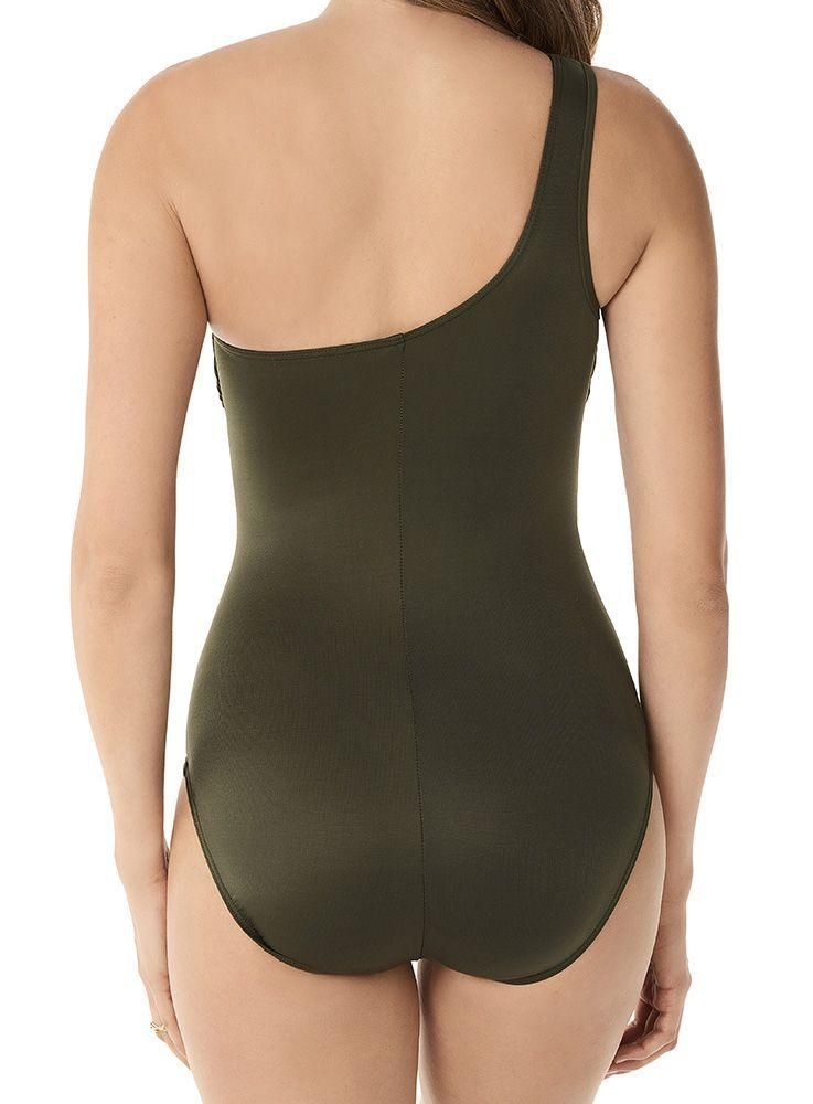 One Shoulder One Piece Swimsuit- Army Green – Ella Etc
