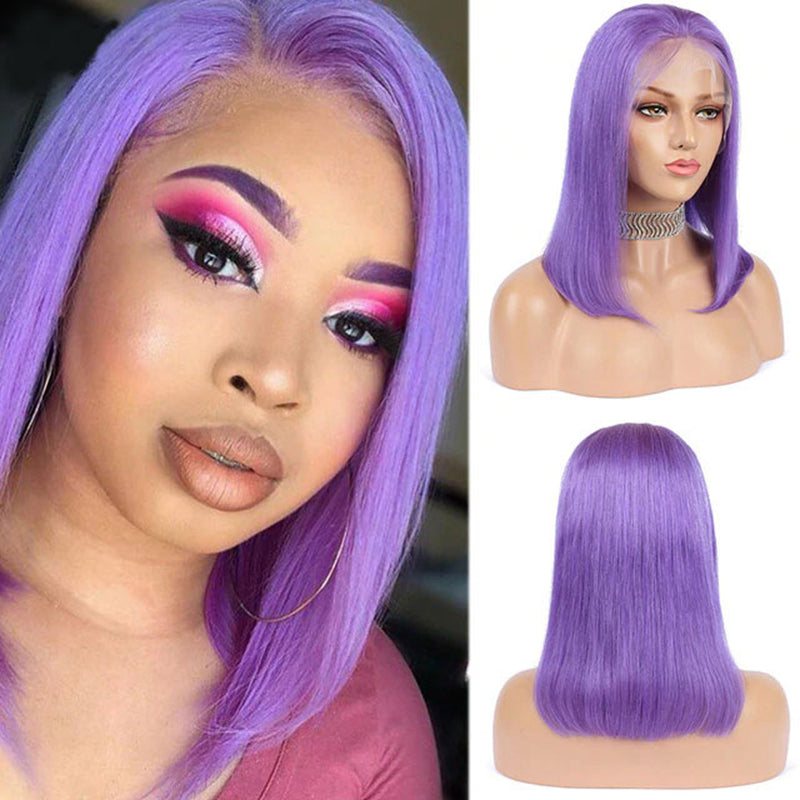 blue and purple lace front wig