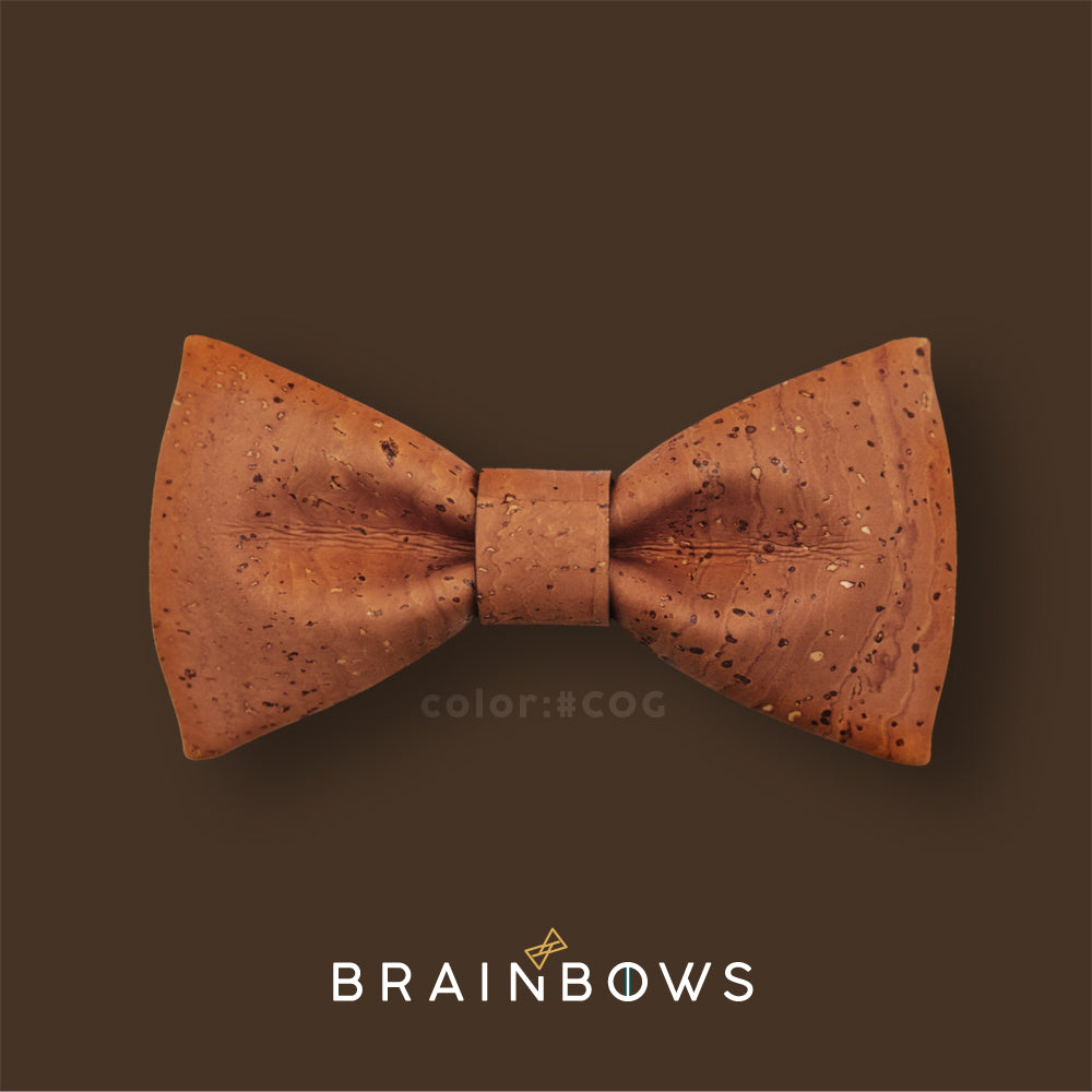 beneden Vier aangenaam Cognac brown cork fabric bow tie