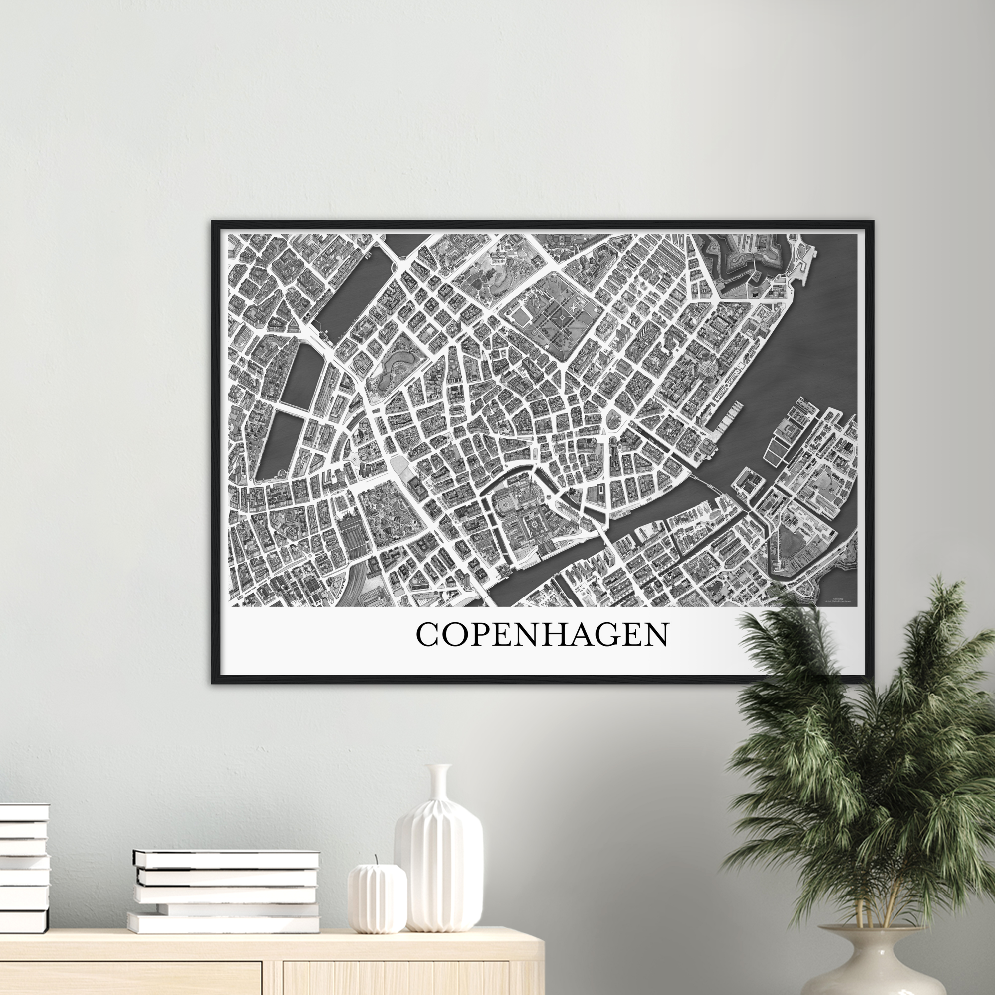 Copenhagen, Denmark – Black & White Print – Wooden Framed Poster
